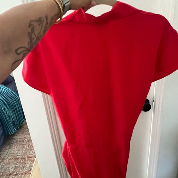 Red Silk Wrap Dress - Picture 2 of 7